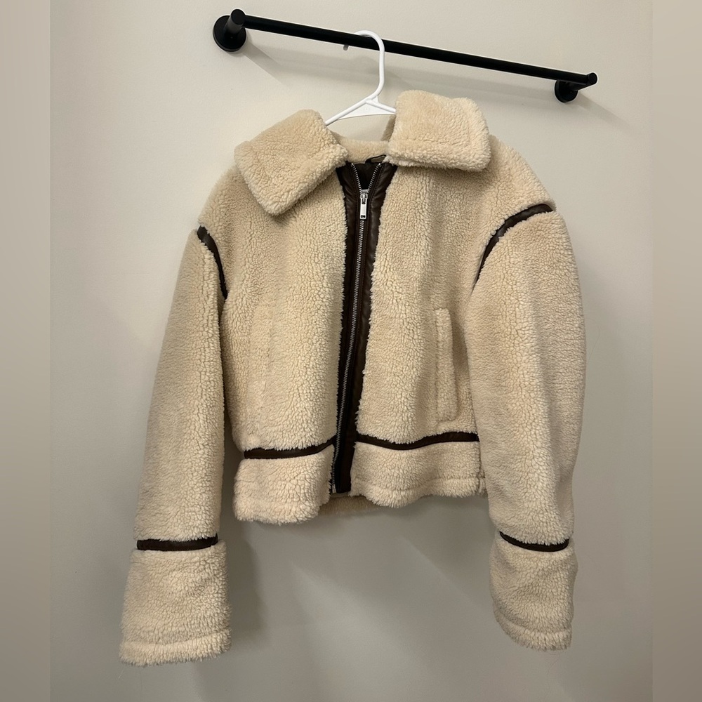 GAP Cream and Brown Teddy Jacket